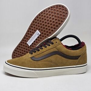 Vans Old Skool Cozy Hug Golden Brown Buffalo Plaid Sherpa Mens 8 Womens 9.5 New